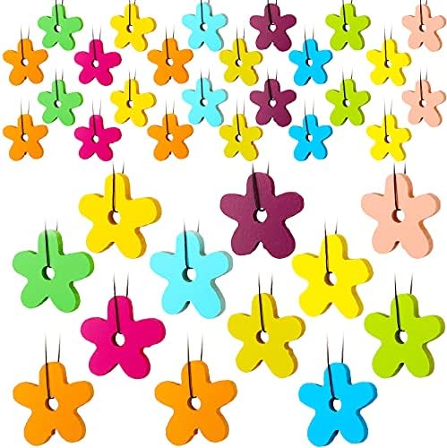 36 Pieces Spring Summer Ornaments Petal Wooden Ornaments for Tree Wooden Flower Pendant Hanging Ornament for Summer Spring Decoration DIY Craft Christmas Weeding Party Home Supplies