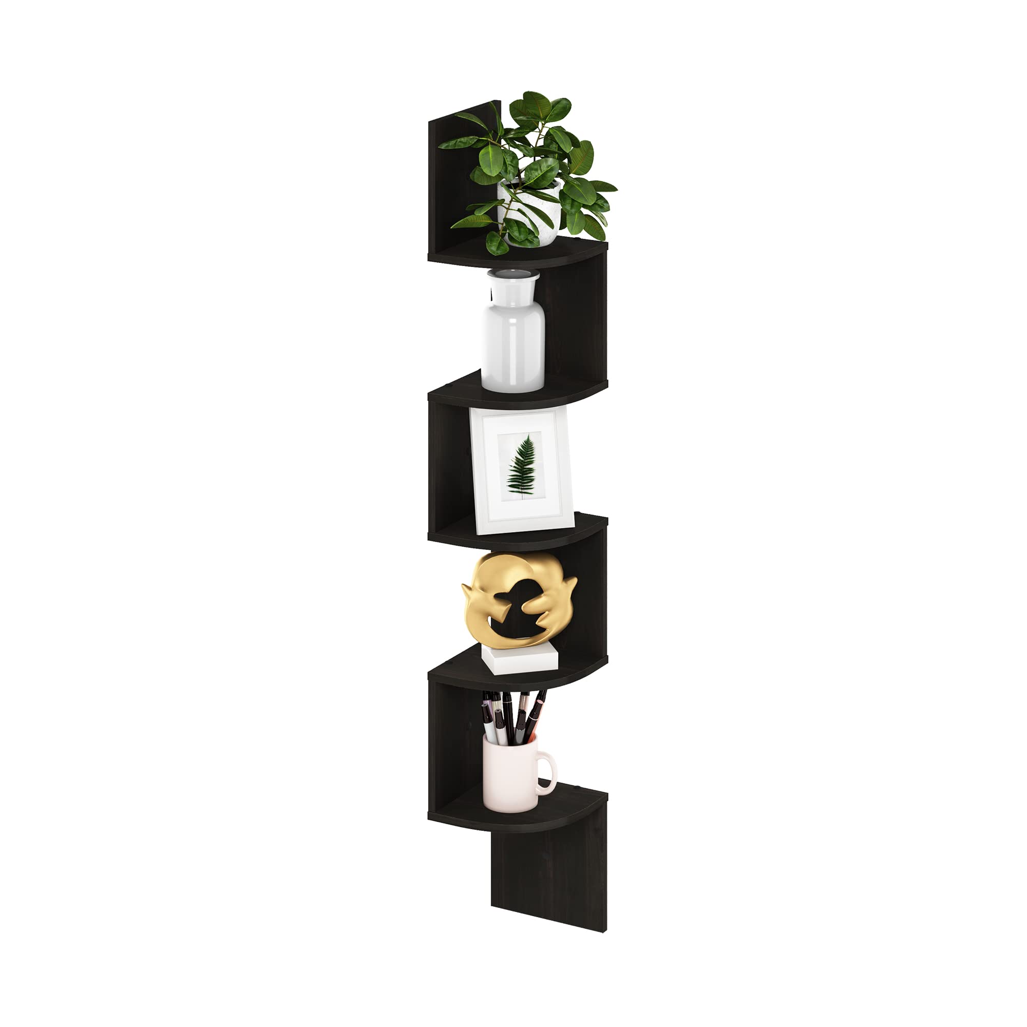 Amazon.com: Furinno ROSSI 5-Tier Floating Corner Shelf for Wall
