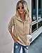 PRETTYGARDEN Women's Casual Long Sleeve Lapel Zipper Sweatshirt Drawstring Loose Pullover Tops (Khaki,Medium)