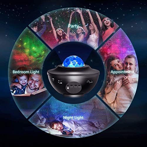 Star Projector Night Light Projector with LED Galaxy Ocean Wave Projector Bluetooth Music Speaker for Baby Bedroom,Game Rooms,Party,Home Theatre,Night Light Ambiance