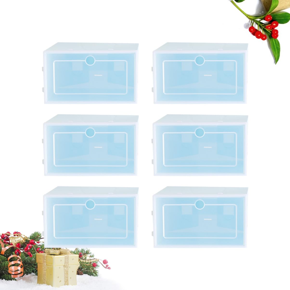 Scatola per Scarpe Impilabile Trasparente 6 Pezzi, Pp Blu
