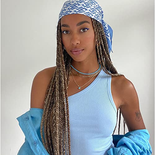 Themis Hair Ombre Blonde Crochet Box Braid 30Inch 6Packs Midium Size Premium Synthetic Crochet Braids Waist Length Individually Prelooped Handmade Soft Braids Hair Extension For Girls Women(30Inch M1B27) #TOP4