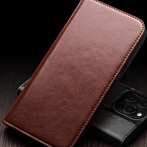 Étui portefeuille iPhone 14 Pro béquille support rabat magnétique marron - 3