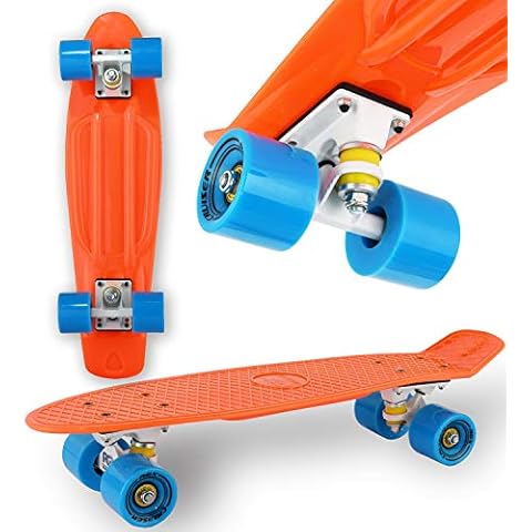 WeLLIFE Skateboard Mini Cruiser RGX Orange Skate Board 22 Zoll 56 cm Cover
