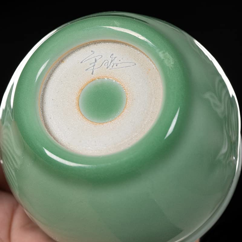 Tazas de té Pequeñas Taza de té dorada celadón, taza degustación, tazón personal, juego cerámica Gongfu, lujo vintage Taza de té de Kungfu(B)