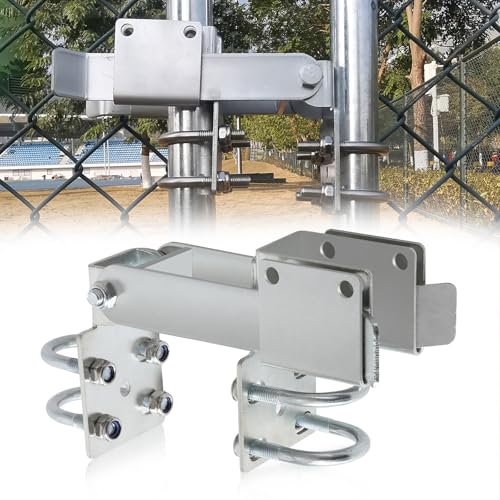 BiJun Chain Link Double Gate Latch Chain Link Fence Gate Latch for 1-3/8 Gate Frames Chain Link Residential Strong Arm Double Gate Latch Equipped with Convenient Padlock Holes (Silvery)