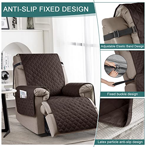 Ruaozz 100% Waterproof Recliner Chair Cover Non-Slip Reclining Cover for Recliner Chair Washable Chair Seat Cover with Elastic Straps for Kids, Dogs, Pets (Chocolate, 23'') - Image 6