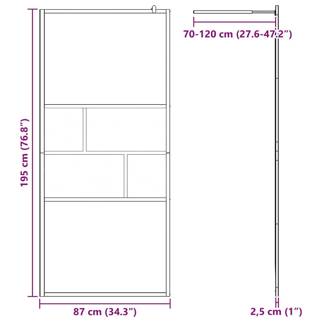 Ścianka prysznicowa Walk-in czarna ze szkła ESG i aluminium, 90 x 195 x 0,5 cm, bez ramy, bez barier, oszczędność miejsca, ochrona przed pryskaniem, do łazienki i pomieszczeń mokrych