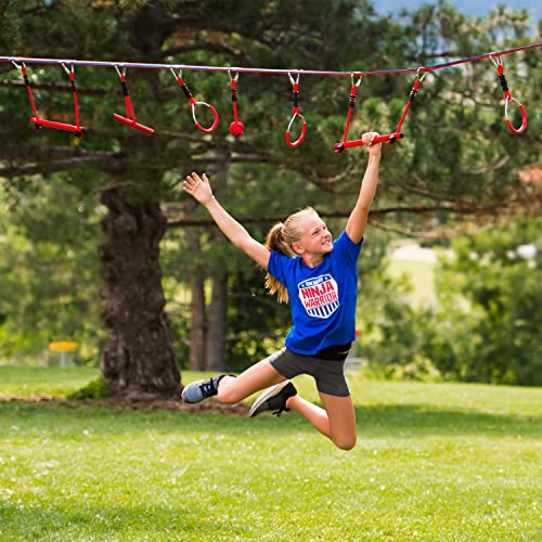 American Ninja Warrior 40' Extreme Ninjaline Kit W/ 15Ft Extension Line - Includes 15 Attachments Obstacle Course Set - Build Your Very Own Backyard Course - Rated Ages 5+ #TOP1