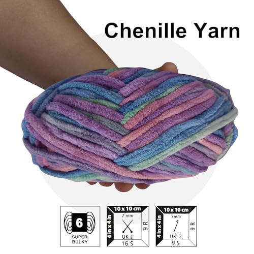 Image of VCR Lavender Tri-Color, 100 Grams Hank, 60 Meters Length, Premium Polyester Ball for Crochet and Knitting, Pack of 1 Yarn, Soft and Bulky Fur Suitable for DIY