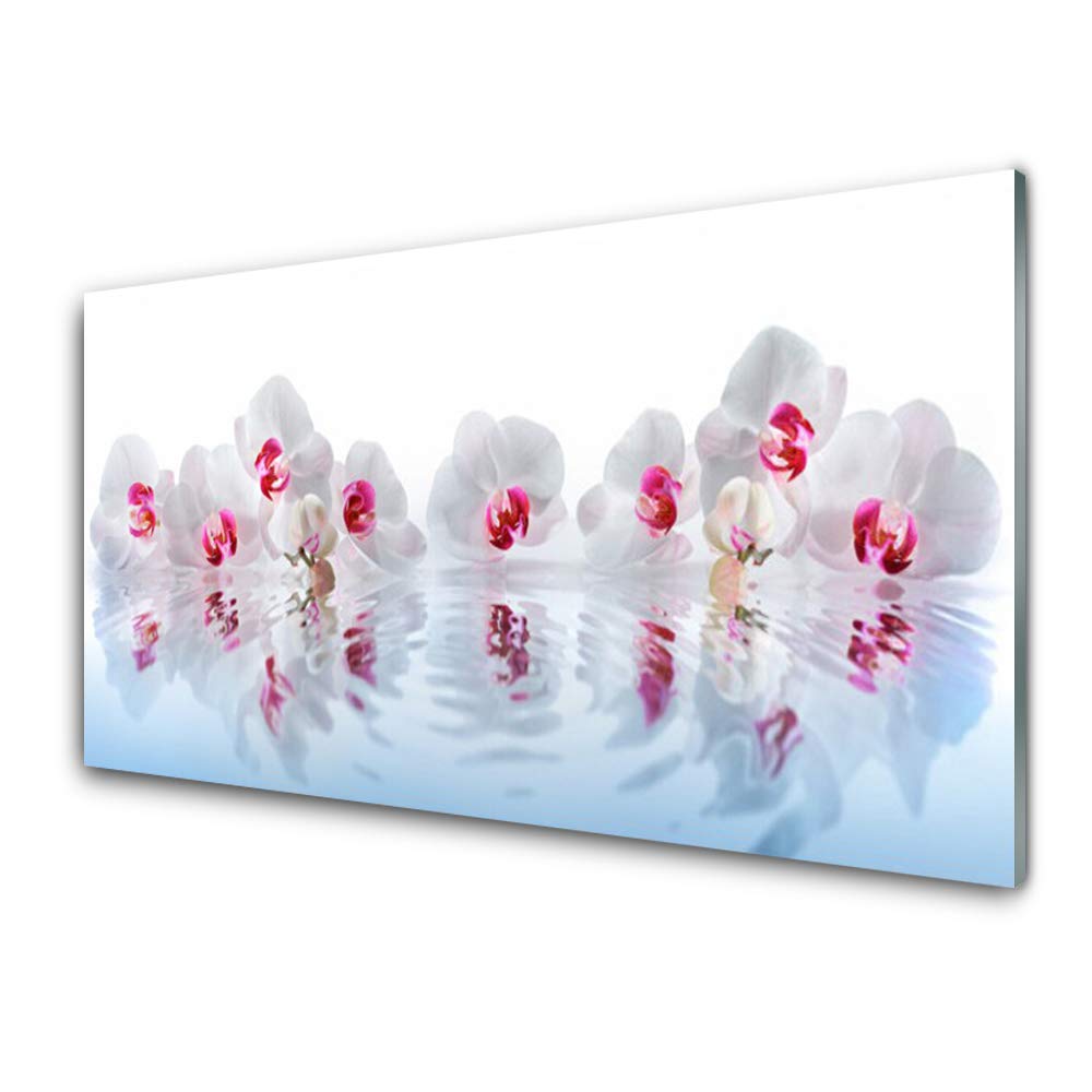 Déco murale moderne fleurs avec ce grand tableau en verre pour salon
