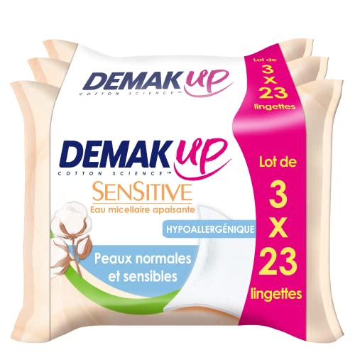 demak' Up Sensitive 3 paquetes de 23 toallitas Démaquillante pieles normales/sensibles Cover