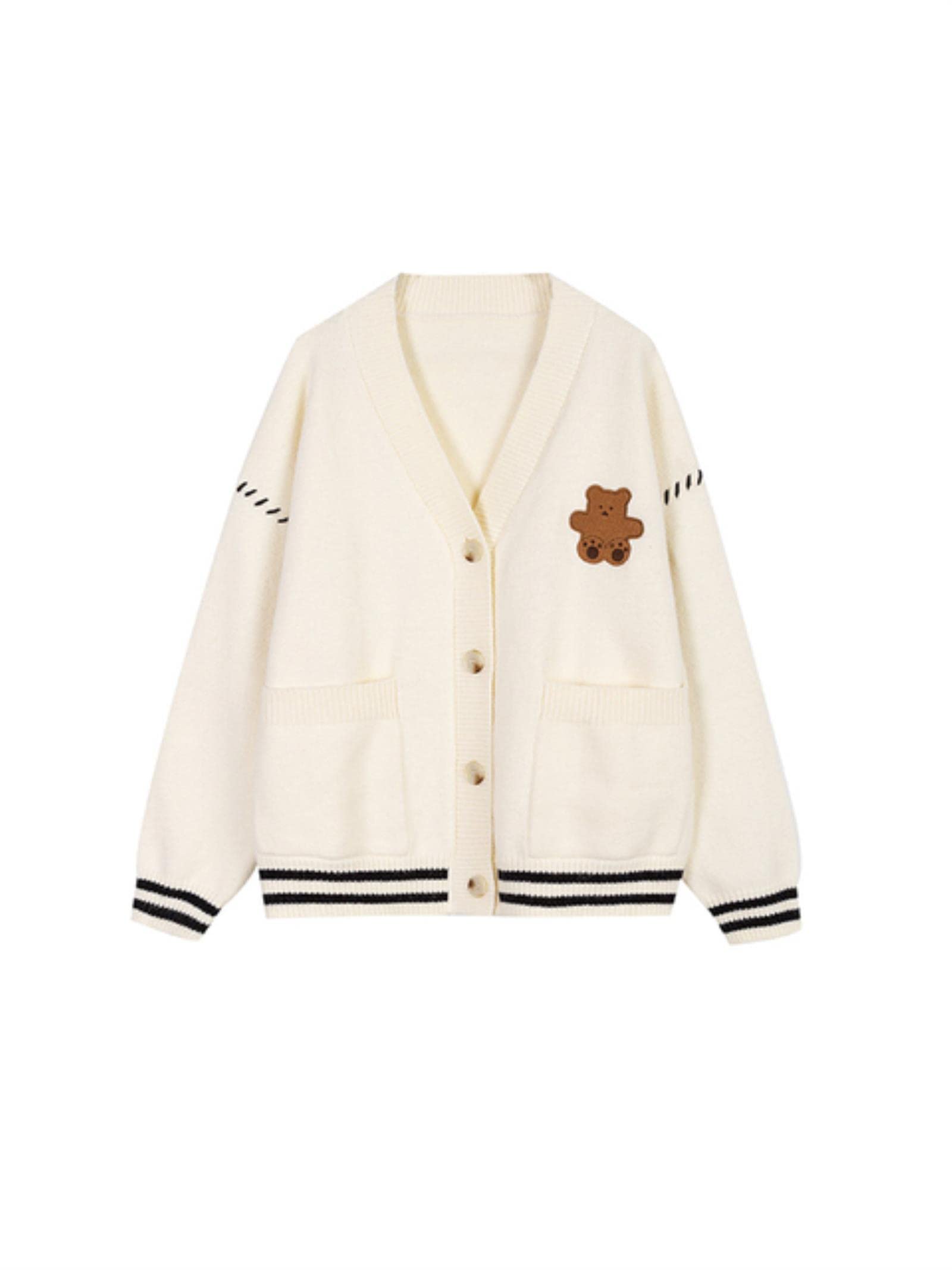 Maglione Con Scollo A V In Cardigan Lavorato A Maglia Con Spalle Scoperte E Bottoni Sul Davanti Da Donna Sku-4 XXL - Foto 9