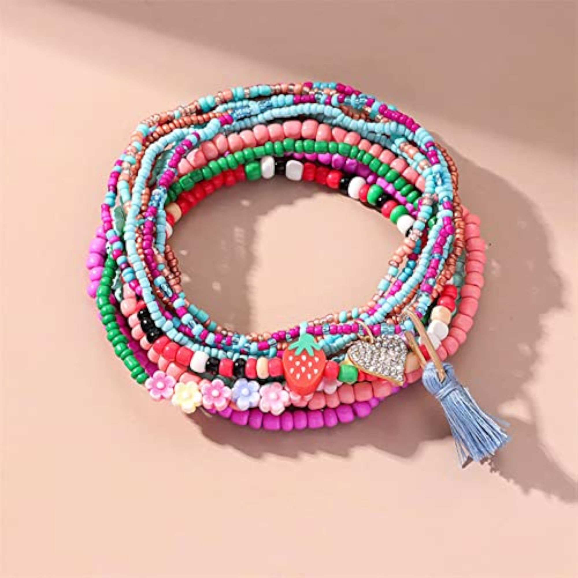 12pc Boho Anklet Set, Beaded for Beach Party Gift
