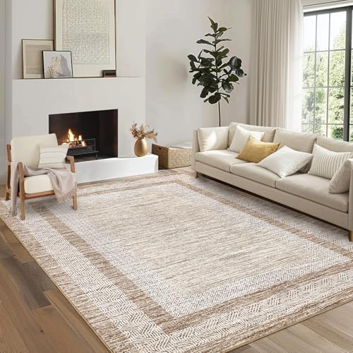 GarveeHome Modern Geometric Area Rug 5x7 Distressed Bordered Rug Washable Non Slip Floor Carpet Non...