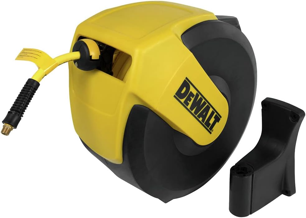DEWALT DXCM024-0345 Hose Reel Automatic Retraction Enclosed Air Hose Reel, Yellow