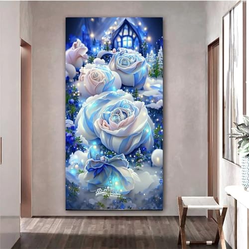 Bricolage Diamond Painting Adulte Château 100x230cm, point de croix diamant fleur pour mur