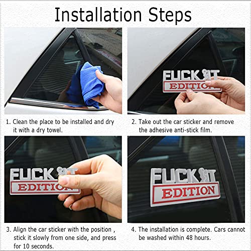 Fuck It Edition Emblem, Car Exterior Emblems Badge 3D Sticker Decal, Fuck-It Edition Emblem 3D Fender Badge Decal, 3D Fender Badge Decal Car Truck Replacement, Fit For All Cars (Sliver Red) #TOP4