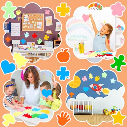 Cinvo Große Papierausschnitte, Pinnwand-Dekorationen, Ausschnitte, Blumen, Sterne, Herz, Schulanfang, Klassenzimmer, Party, Dekoration, DIY-Projekte, 90 Stück (15 cm Durchmesser,