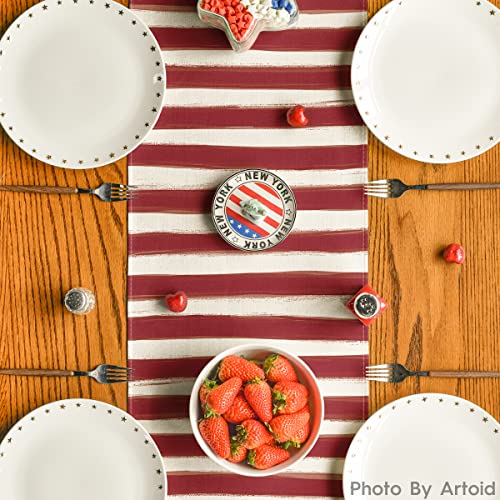 Artoid Mode Patriotic Watercolor Stripes Star Table Runner Let Freedom Ring, Seasonal 4Th Of July Memorial Day Independence Day Kitchen Dining Table Decoration For Home Party Decor 13 X 36 Inch #TOP20