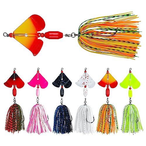 Image of Spinnerbait Fishing Lures Kit Set, 6pcs Bass Fishing Buzzbait Multicolor Bass Trout Salmon Metal Spinner Baits Swim Jigs Freshwater Saltwater Fishing