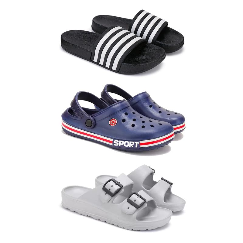 Lightweight Classic Slider || Sandals with Clogs for Men-Combo(3)-3024-3015-3113-image-29