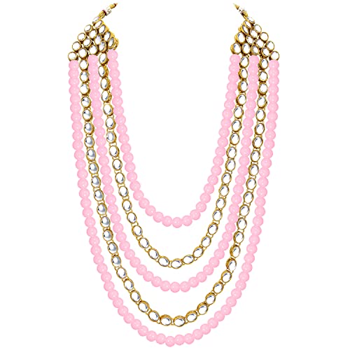 Image of Peora Kundan Faux Pearl Long Necklace & Jewelry Set Gift for Women