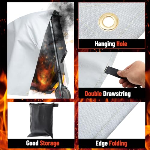 Image of Fireproof Lithium Battery Cover for E-Bike & E-Scooter Fire Suppression Blanket for Battery Storage Charging Protection, Heat Resistant Safety Cover for Garage Home Emergency(59 x 59 Inch)