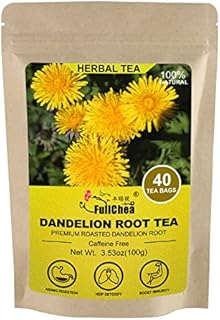 FullChea - Dandelion Root Tea Bags, 40 Teabags, 2.5g/bag - Premium Roasted Dandelion Root - Non-GMO - Caffeine-free - Detox Herbal Tea - Helps Improve Digestion & Immune System