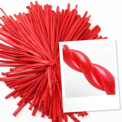 Image of Party Balloons - Pearl Red 260 Long Balloons for Birthday Celebrations & | Pearl Red long balloons for tying balloon arch & birthday party decorations, thick latex & easy to inflate, great for birthd