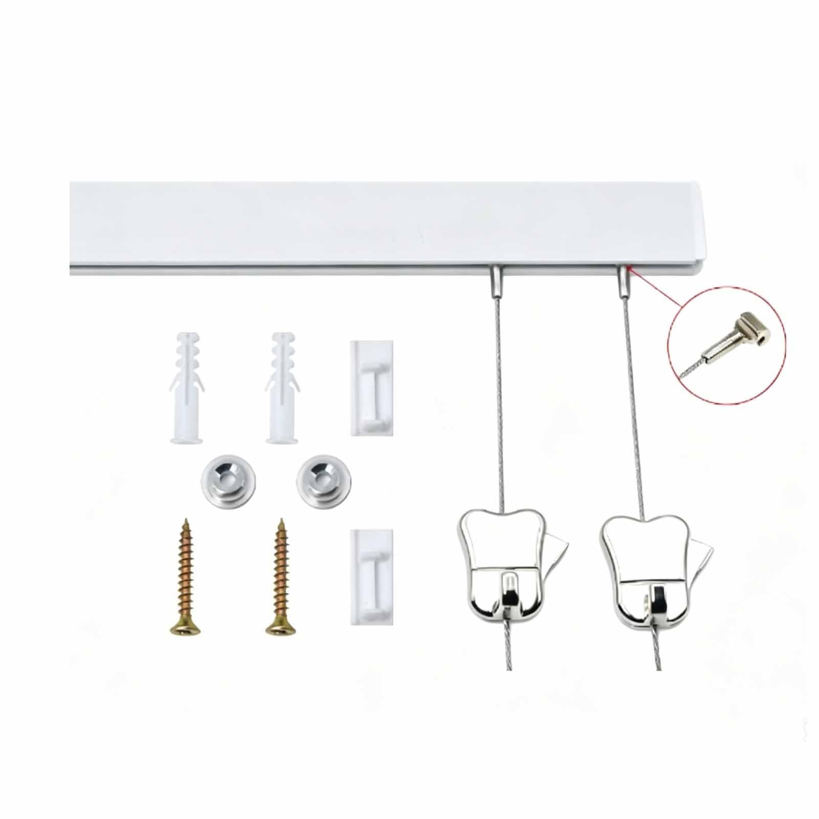 Hanging Track, Art Hanging System with Steel Wire Rope and Installation Hardware, Picture Hanging System Click Rail Kits for Hallway(120cm)