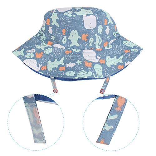 Xiaohawang Baby Boy Bucket Toddler Kids Sun Hat Upf 50+ Wide Brim Outdoor Beach Caps Play Hat (Octopus, Xs(3-6 Months)) #TOP3