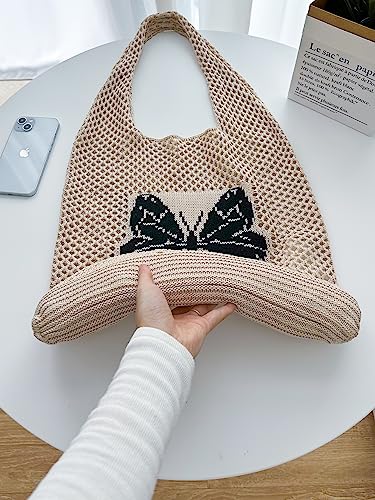 Image of ENBEI Beach Bag Crochet Tote bag for Women,Aesthetic Boho Large Bag,Foldable&Lightweight,Shopping,Beach,Travel,Daily Use