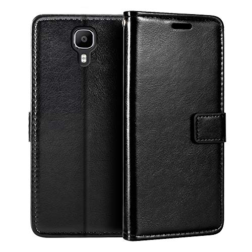 Shantime Lederhülle Kompatibel mit Doogee X9 Pro, Business Design Magnetische Klapphülle, 3 Kartenfächer, Foto & Geheimfach(Schwarz)
