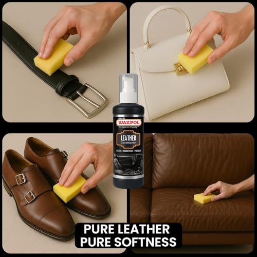 Image of Waxpol Leather Conditioner 200ml with Microfiber - Cleans, Softens,Moisturises & Preserves Leather use on Jacket, Handbag, Wallet, Belt, Sofa, Car Seats