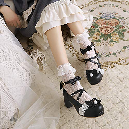 Alsoloveu Womens Lolita Shoes Platform Mary Janes Chunky Heel Ankle Strap Round Toe Dress Sweet Shoes4