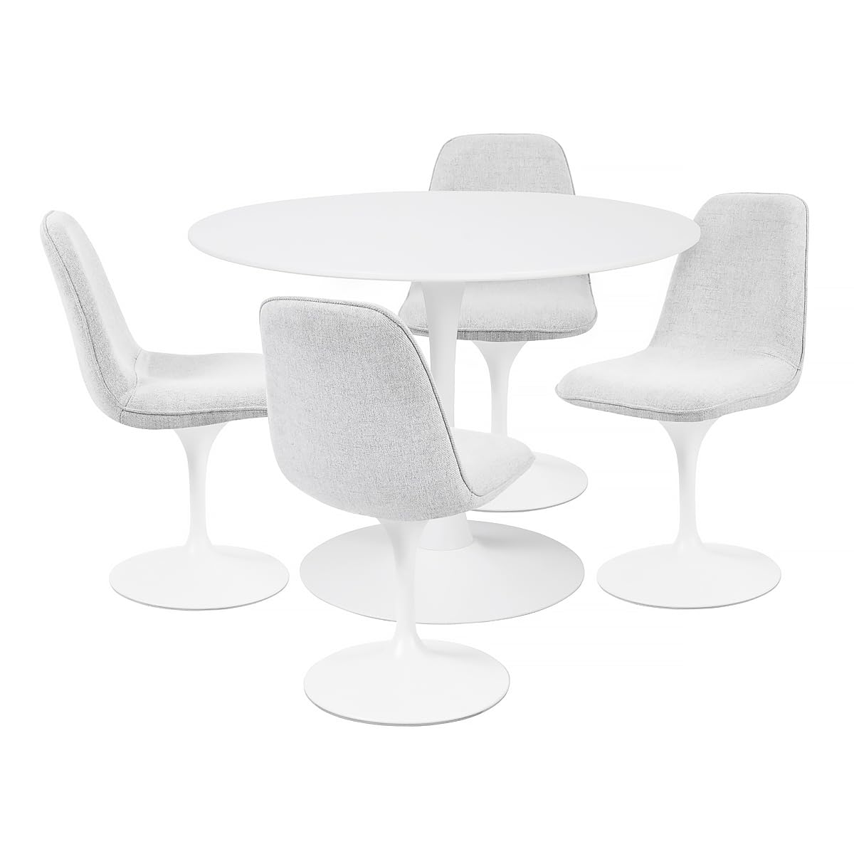 SENHO Table à Manger Ronde pour 4 à 5 Personnes diamètre 100 cm, Finition laquée Mate Blanche, Base Ronde en métal Blanc - Tulips