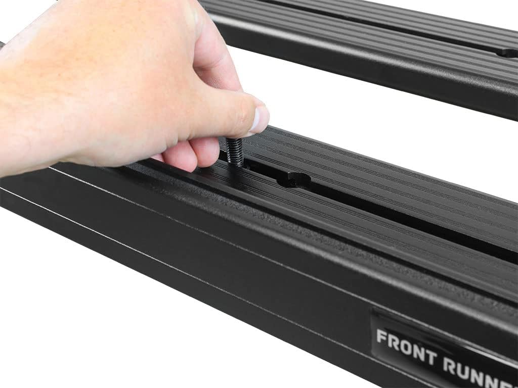 Front Runner Slimline II rack close-up showing T-slot slats