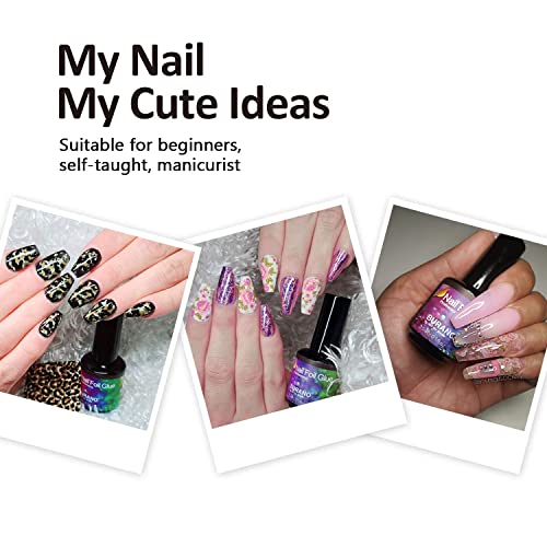 Burano Nail Foil Glue Gel, With 40Pcs Foil Sticker 15Ml 2 Bottles Foil Gel, Nail Foils Nail Art Gel Nails Foil With Pen Designer Adhesive Transfer Nails Foil #TOP2