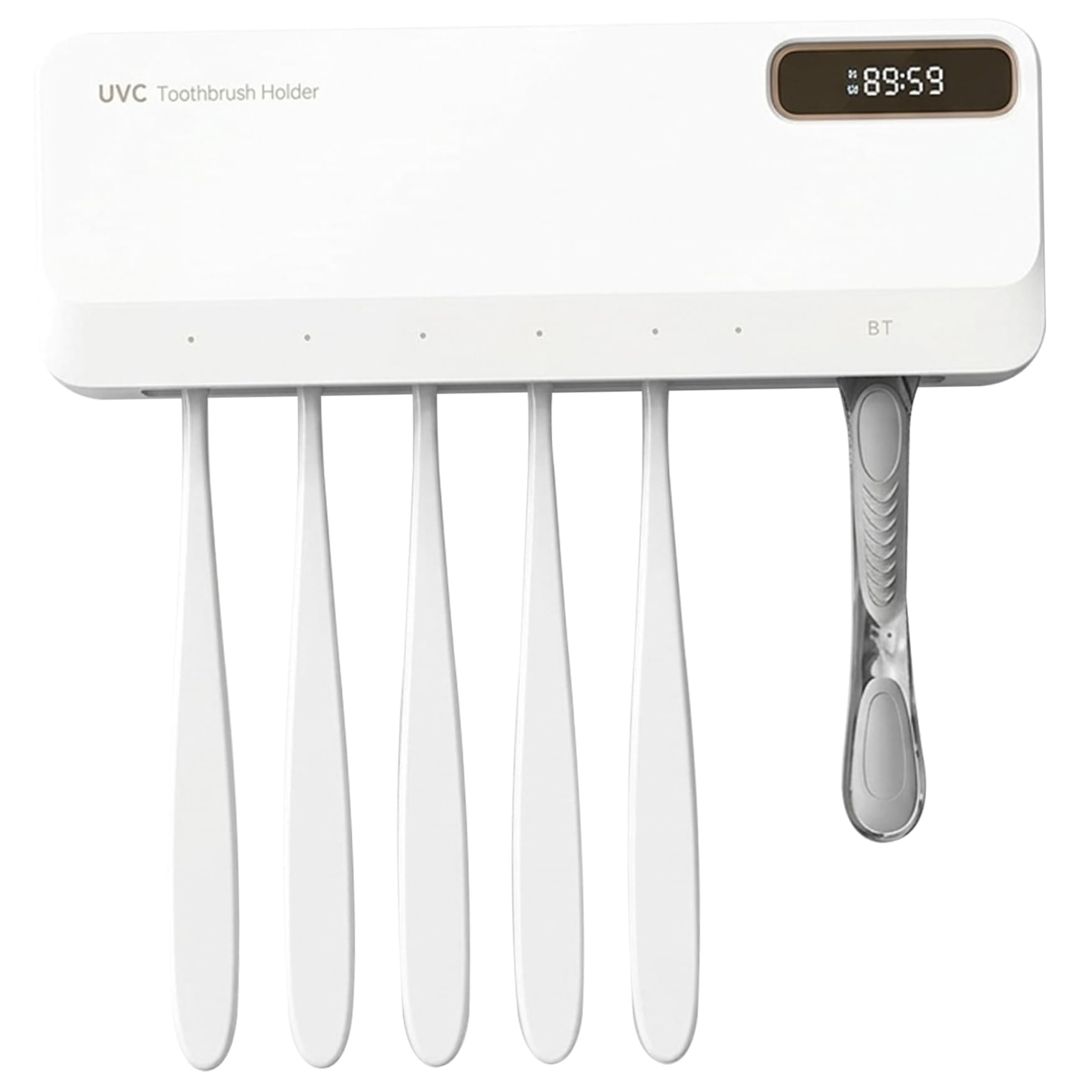 Soporte para Cepillo de Dientes UV, esterilizador y Organizador de cepillos de Dientes de Montaje en Pared con Secado de Aire Caliente para baño, Blanco