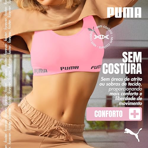 PUMA Top Nadador Academia Sem Bojo Sem Costura Microfibra Poliamida Feminino, 1 - Salmão, M