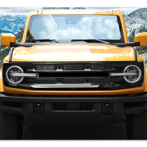 Image of Front Grill Mesh Grille Inserts Cover Frame Trims Kit 6Pcs Fit for Ford Bronco 2021-2025+ 2 /4 Door Exterior Accessories (Carbon Fiber)