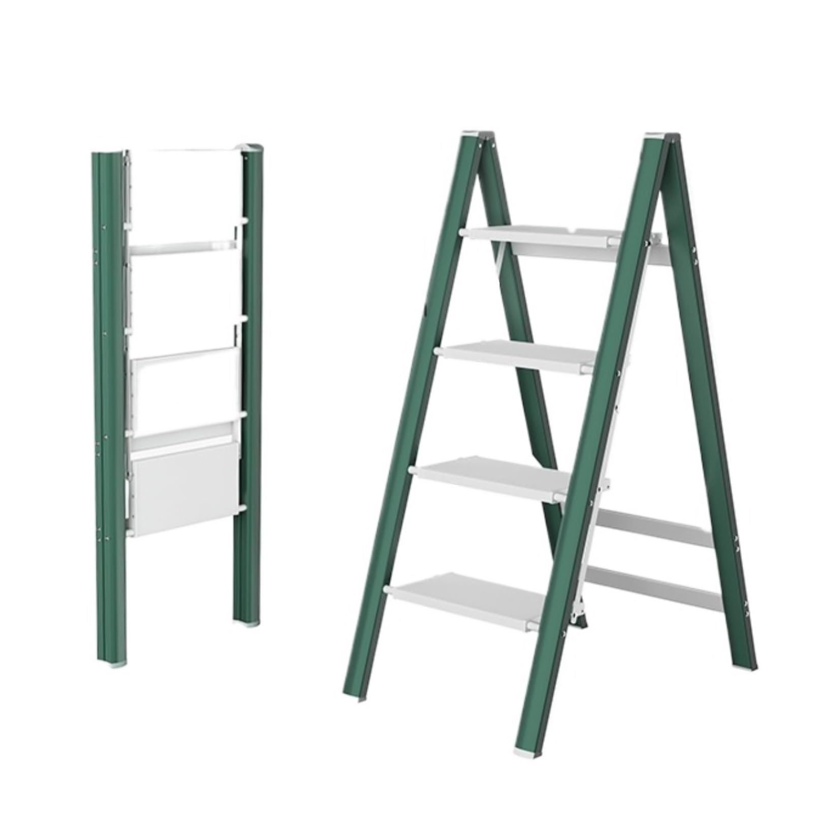 Attic Staircase Aluminum Lightweight Folding Ladder Stool with Anti-Slip Wide Pedal, 330lbs Capacity for Household, Kitchen, Office