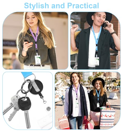 2er Set Kartenhülle mit Band, Bordkarten Anhänger Kreuzfahrt Ausziehbare Halskette mit Wasserdichter ID-Hülle aus Weichem Polyester für Kreuzfahrten & Konferenzen(Blau/Lila)