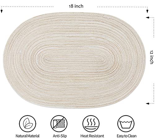 Smaafit Oval Braided Placemats, Set Of 6 Table Place Mats For Round Dining Tables, Round Placemat, Place Mat Round Table Mats (Beige C) #TOP1