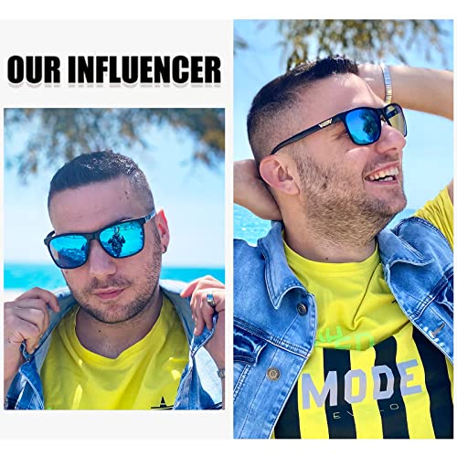 Image of DUCO Mens Sunglasses Polarized UV Protection Retro Rectangular Frame Sun Glasses for Driving Fishing 100% UV Blocking 3029H