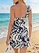 CUPSHE Women's Beach Dresses One Shoulder Tropical Sleeveless Self Tie Mini Summer Dress Navy Floral, S