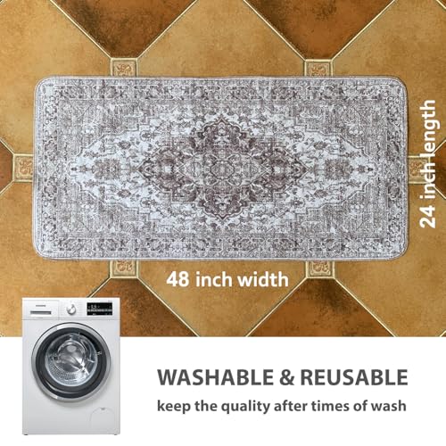 Image of nunubaby 4PACK Washable Pee Pads for Dogs, Stylish, Non-Slip and Leak-Proof Pee Pads. Reusable Potty Pads for Dogs for Crates and Floors.(Brown /Geo,24 inch x48 inch )