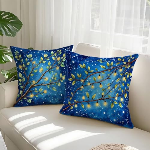 Housse coussin 70x70cm Noël velours taie oreiller bleu foncé imperméable - 3