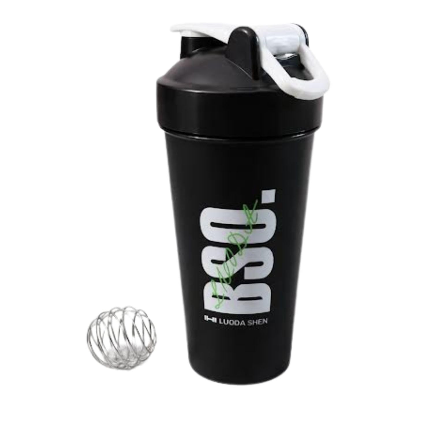 Protein Shaker Bottle with Mixing Ball Leak Proof Lid for Gym Workout Supplement Mixing (Black)-image-34